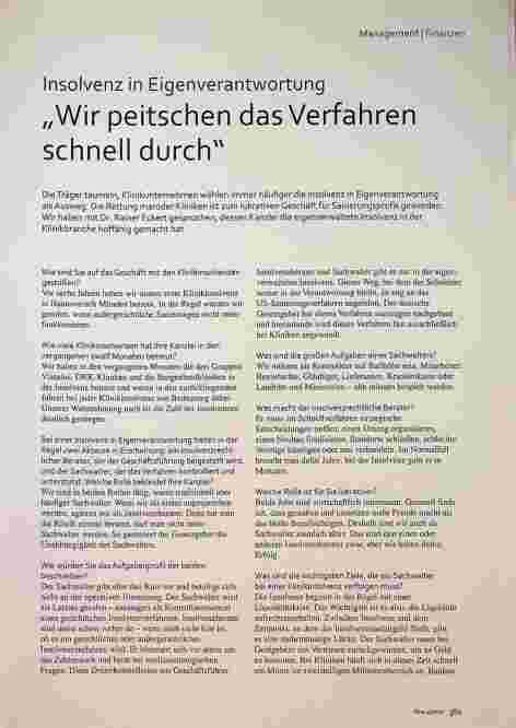 Vorschauseite 1: Insolvenz in Eigenverantwortung „Wir peitschen das Verfahren schnell durch"