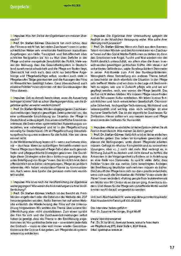 Vorschauseite 2: "Tatort »Im toten Winkel« – Häusliche Pflegeversorgung im Spotlight"