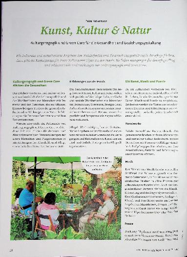 Vorschauseite 1: Kunst, Kultur & Natur Kulturgeragogik und Green Care für die Gesundheit und Beziehungsgestaltung