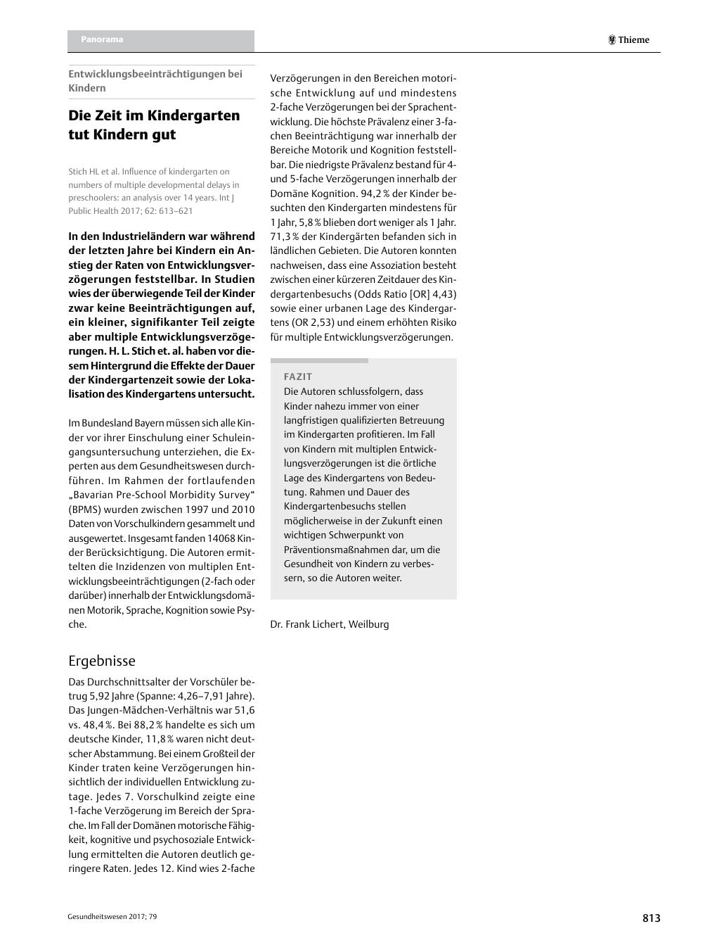 Vorschauseite 1: Die Zeit im Kindergarten tut Kindern gut