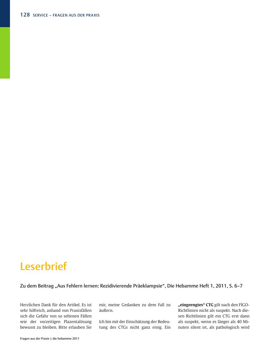 Vorschauseite 1: Leserbrief