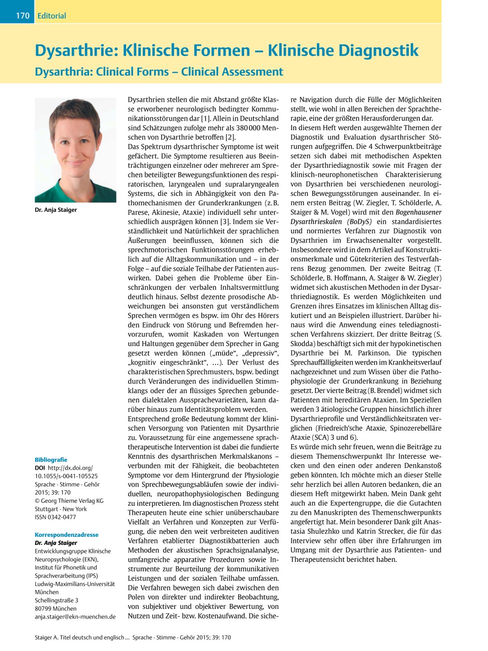 Vorschauseite 1: Dysarthrie: Klinische Formen ? Klinische Diagnostik