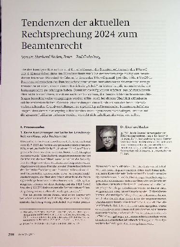 Vorschauseite 1: Tendenzen der aktuellen Rechtsprechung 2024 zum Beamtenrecht