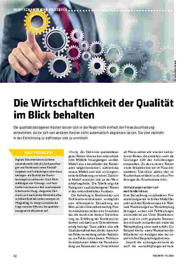 Vorschauseite 1: Die Wirtschaftlichkeit der Qualität im Blick behalten.