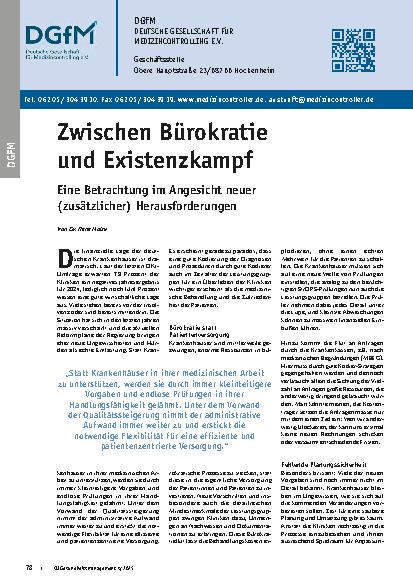 Vorschauseite 1: Zwischen Bürokratie und Existenzkampf Eine Betrachtung im Angesicht neuer (zusätzlicher) Herausforderungen