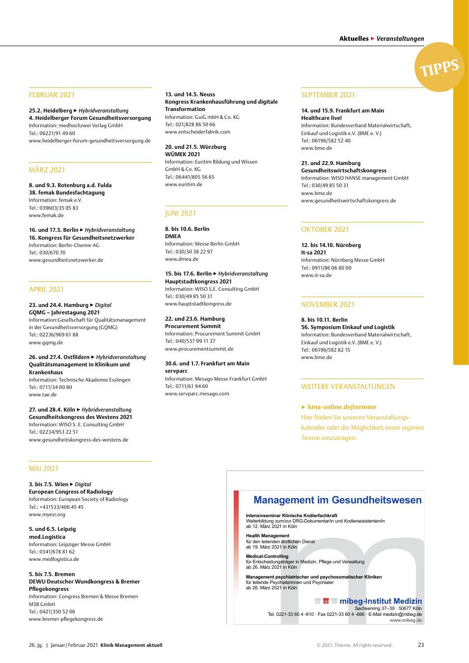 Vorschauseite 1: Veranstaltungstipps