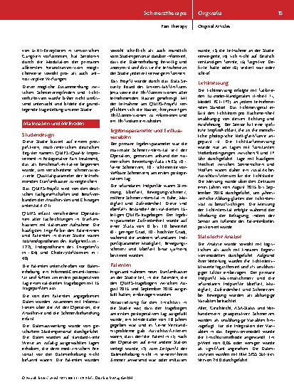 Vorschauseite 3: Auf der Sonnenseite des Lebens – Die Auswirkung der Umgebungslichtintensität auf postoperatives Schmerzempfinden