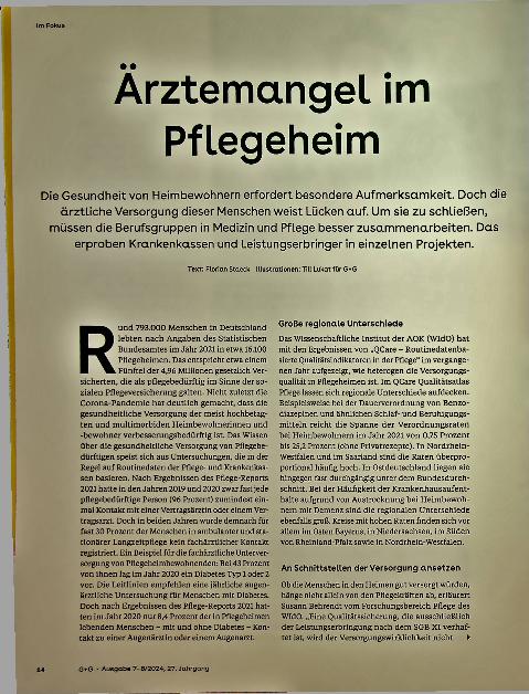 Vorschauseite 1: Ärztemangel im Pflegeheim