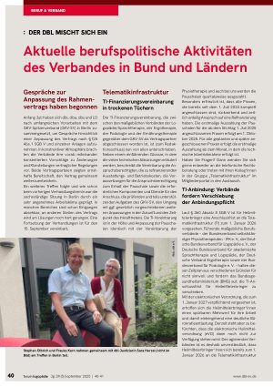 Vorschauseite 1: Aktuelle berufspolitische Aktivitäten des Verbandes in Bund und Ländern