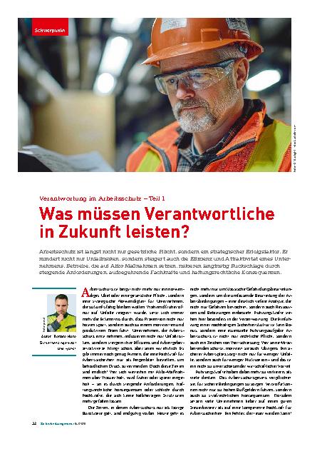 Vorschauseite 1: Verantwortung im Arbeitsschutz – Teil 1 Was müssen Verantwortliche in Zukunft leisten?