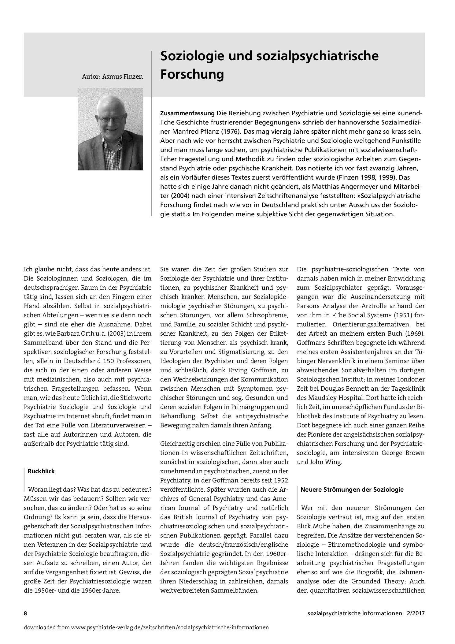 Vorschauseite 1: Soziologie und sozialpsychiatrische Forschung