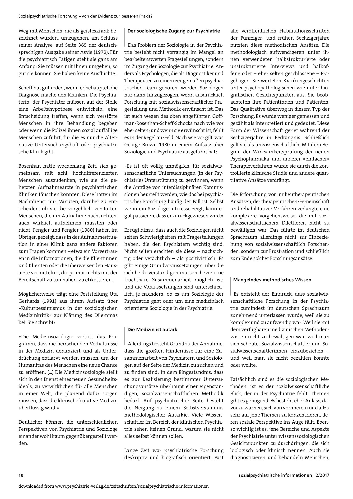 Vorschauseite 3: Soziologie und sozialpsychiatrische Forschung