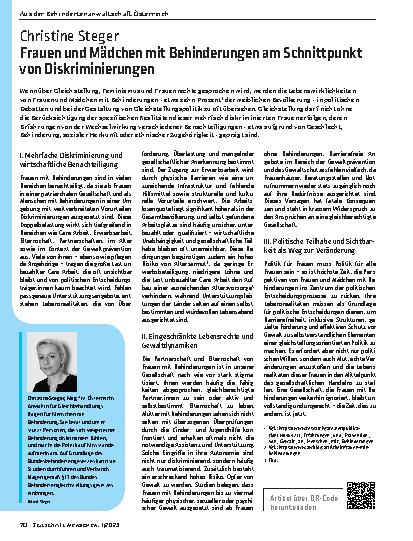 Vorschauseite 1: Frauen und Mädchen mit Behinderungen am Schnittpunkt von Diskriminierungen