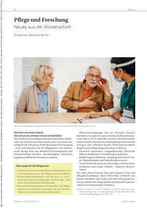 Vorschauseite 1: Pflege und Forschung Neues aus der Wissenschaft