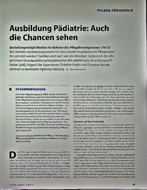 Vorschauseite 1: Ausbildung Pädiatrie: Auch die Chancen sehen