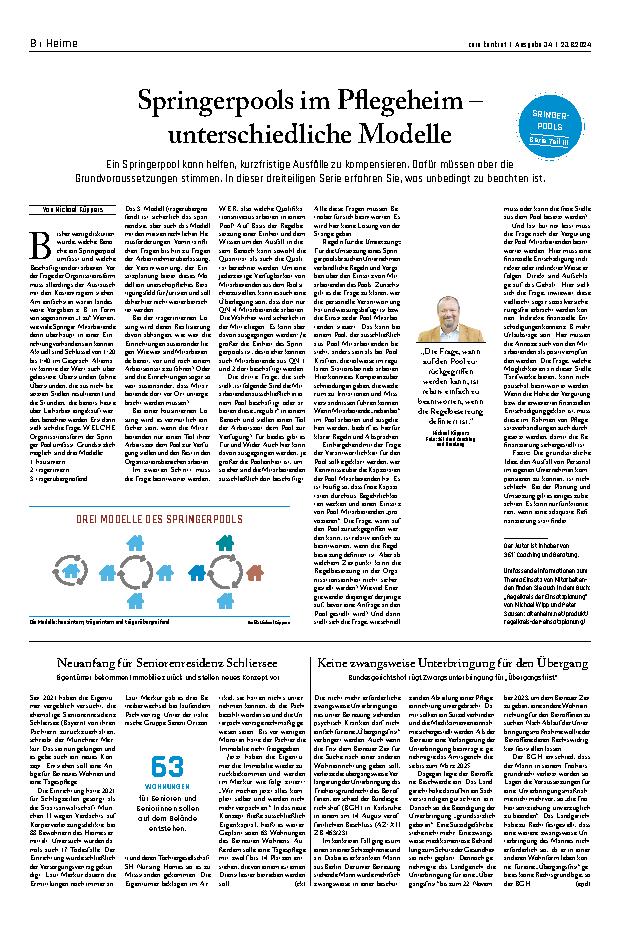 Vorschauseite 1: Springerpools im Pflegeheim – unterschiedliche Modelle