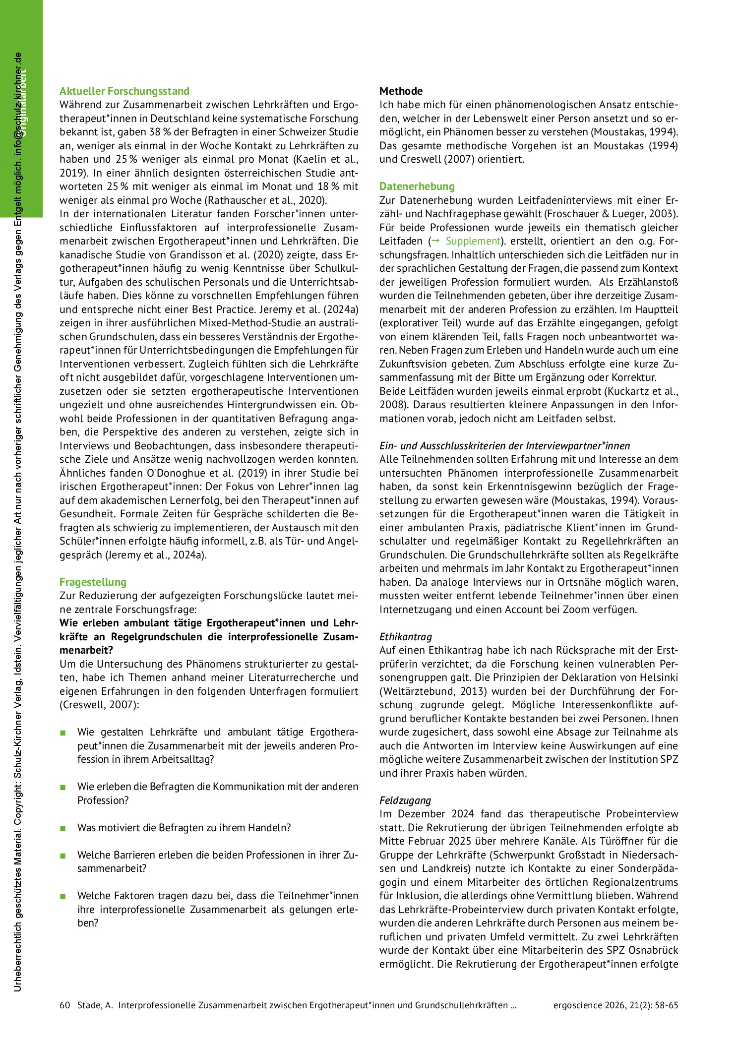 Vorschauseite 3: Interprofessionelle Zusammenarbeit zwischen Ergotherapeut*innen und Grundschullehrkräften in Deutschland – eine qualitativ-explorative Studie