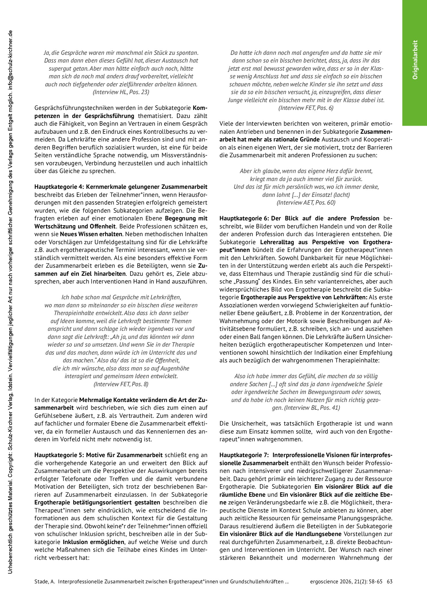 Vorschauseite 6: Interprofessionelle Zusammenarbeit zwischen Ergotherapeut*innen und Grundschullehrkräften in Deutschland – eine qualitativ-explorative Studie