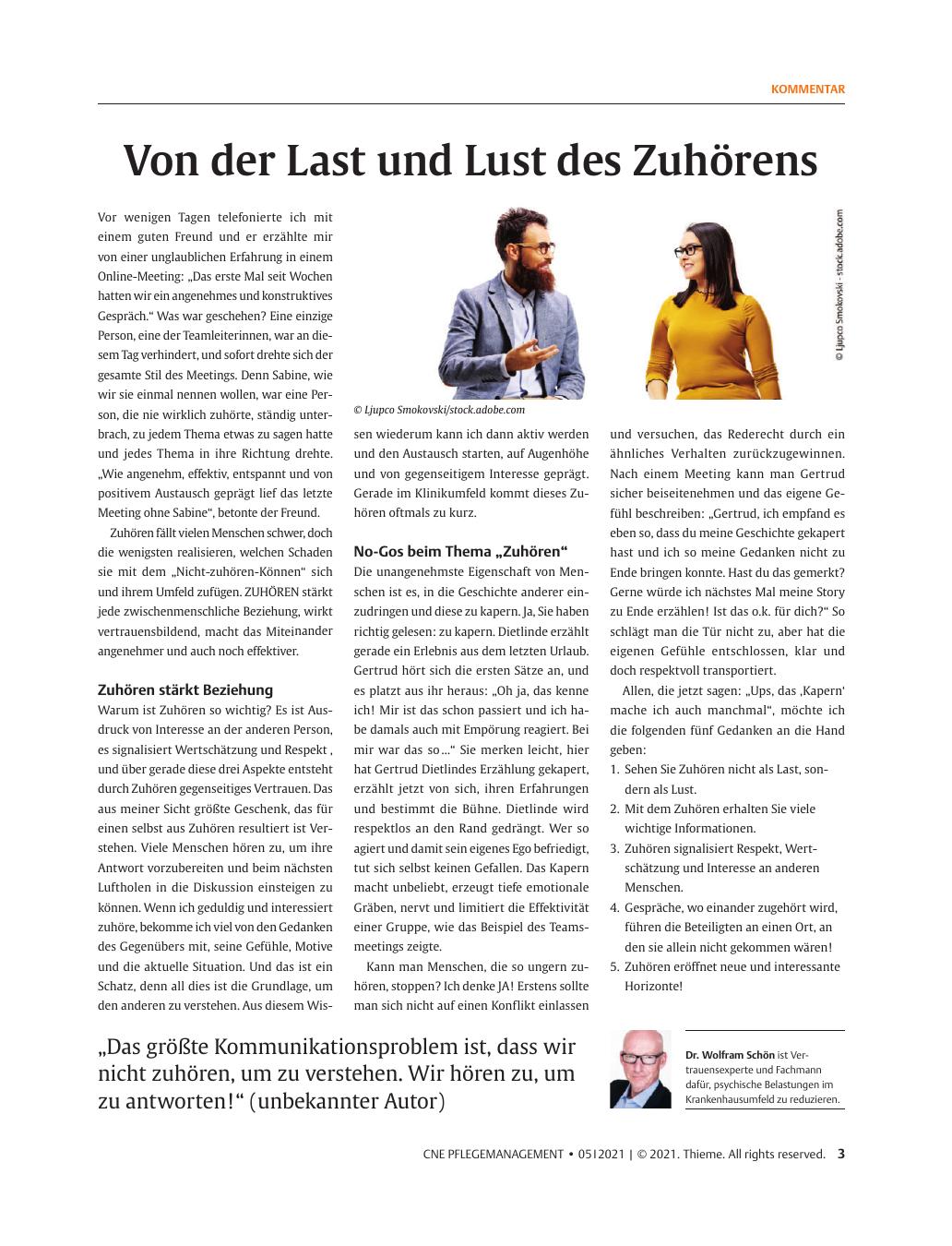 Vorschauseite 1: Von der Last und Lust des Zuhörens