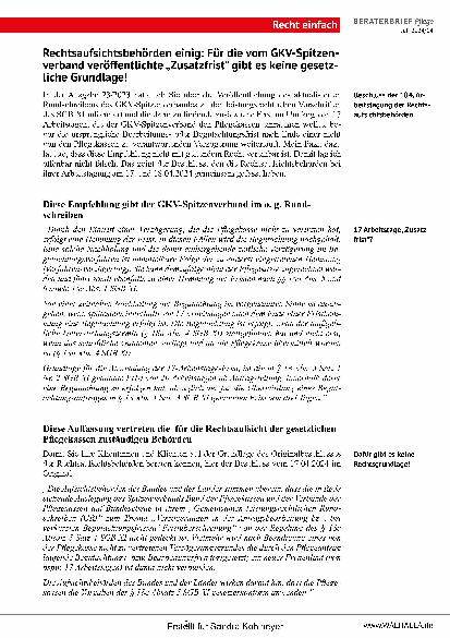 Vorschauseite 2: Beraterbrief Pflege Heft 14-2024