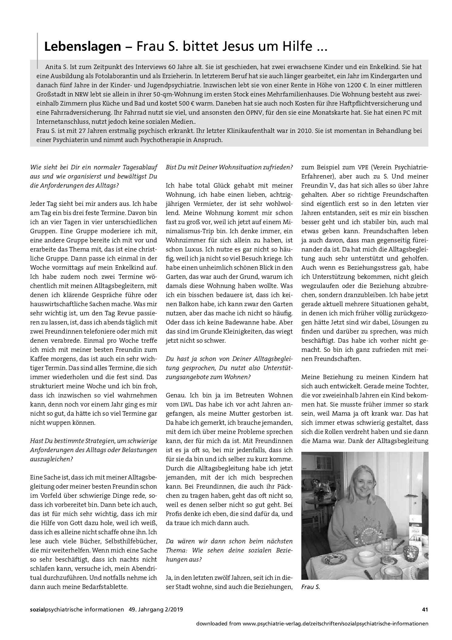 Vorschauseite 1: Lebenslagen – Frau S. bittet Jesus um Hilfe
