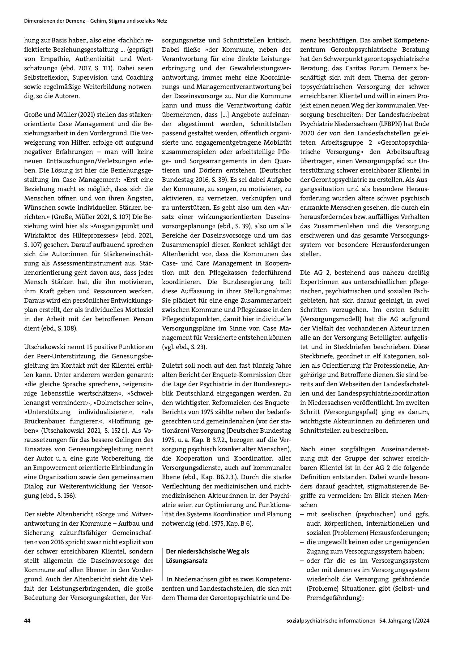 Vorschauseite 3: Was tun mit Menschen, die niemand haben will? Der niedersächsische Lösungsansatz zur gerontopsychiatrischen Versorgung der schwer erreichbaren Klientel