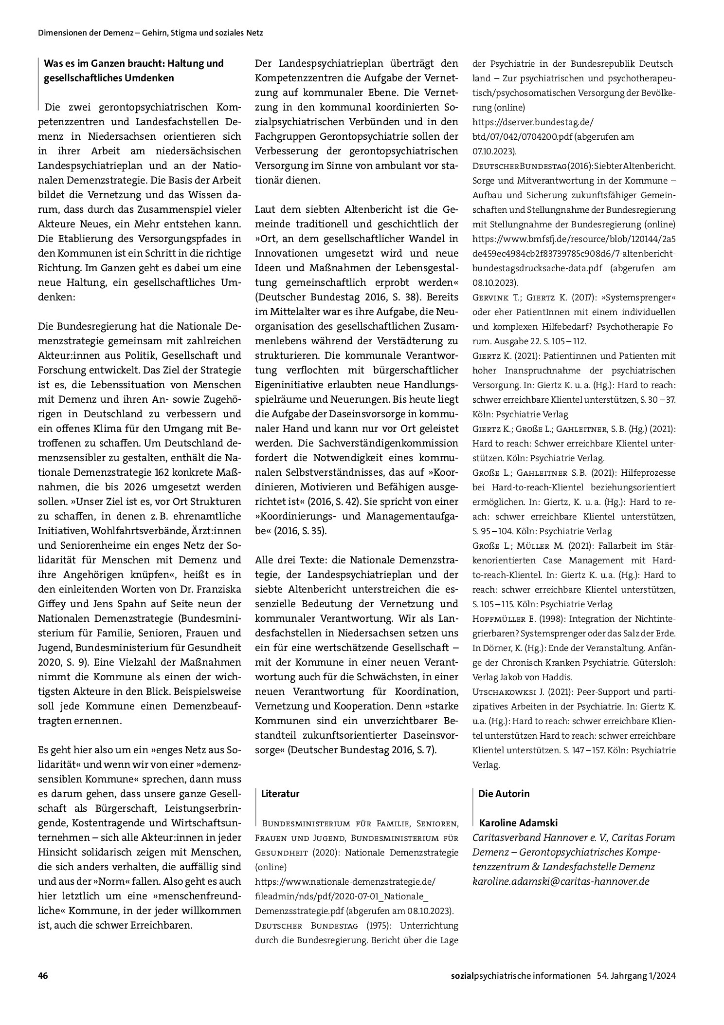 Vorschauseite 5: Was tun mit Menschen, die niemand haben will? Der niedersächsische Lösungsansatz zur gerontopsychiatrischen Versorgung der schwer erreichbaren Klientel