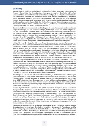 Vorschauseite 2: Spiritualität in der onkologischen Pflege. Entwicklung eines Schulungskonzepts zur Stärkung von Reflexion, Sinnorientierung und Selbstfürsorge