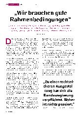Vorschauseite 1: „Wir brauchen gute Rahmenbedingungen.“