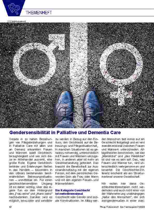 Vorschauseite 1: Gendersensibilität in Palliative und Demenz Care