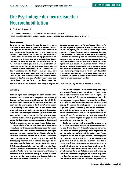 Vorschauseite 1: Die Psychologie der neurovisuellen Neurorehabilitation