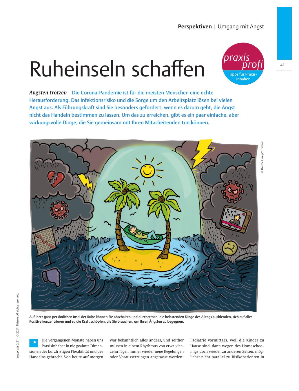 Vorschauseite 1: Ruheinseln schaffen - Ängsten trotzen