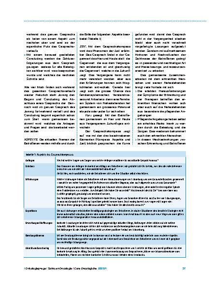 Vorschauseite 3: Der Gesprächskompass – ein Instrument für eine aufmerksame Zusammenarbeit mit Erkrankten und ihren Nahestehenden