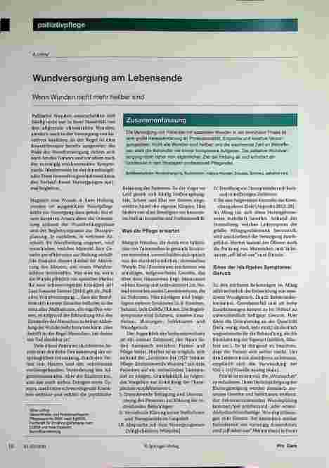 Vorschauseite 1: Wundversorgung am Lebensende: Wenn Wunden nicht mehr heilbar sind.
