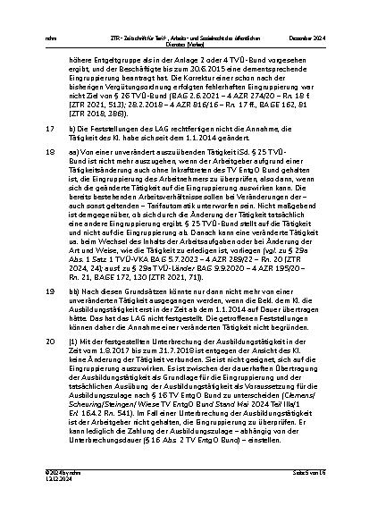 Vorschauseite 5: I. Tarifrecht Eingruppierung – Führer eines Schwimmgreifers – körperlich/handwerklich geprägte Tätigkeiten