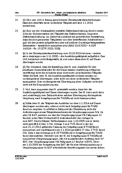 Vorschauseite 6: I. Tarifrecht Eingruppierung – Führer eines Schwimmgreifers – körperlich/handwerklich geprägte Tätigkeiten