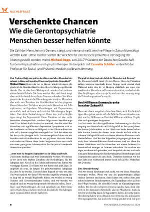 Vorschauseite 1: Verschenkte Chancen Wie die Gerontopsychiatrie Menschen besser helfen könnte