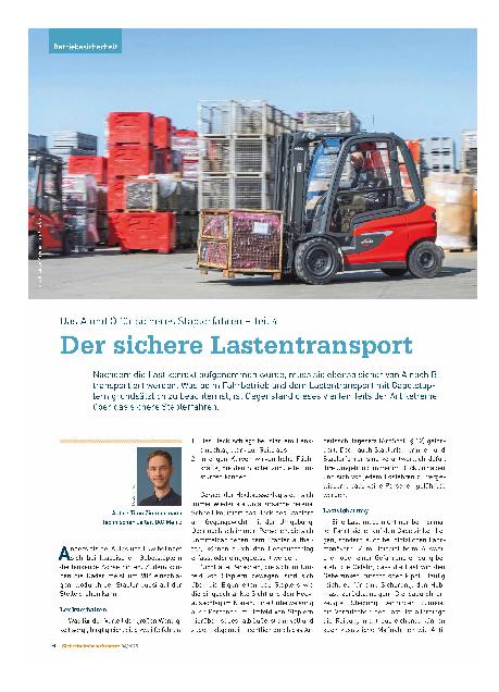 Vorschauseite 1: Das A und O für sicheres Staplerfahren - Teil 4 Der sichere Lastentransport