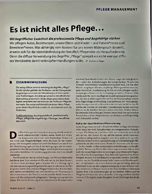 Vorschauseite 1: Es ist nicht alles Pflege.