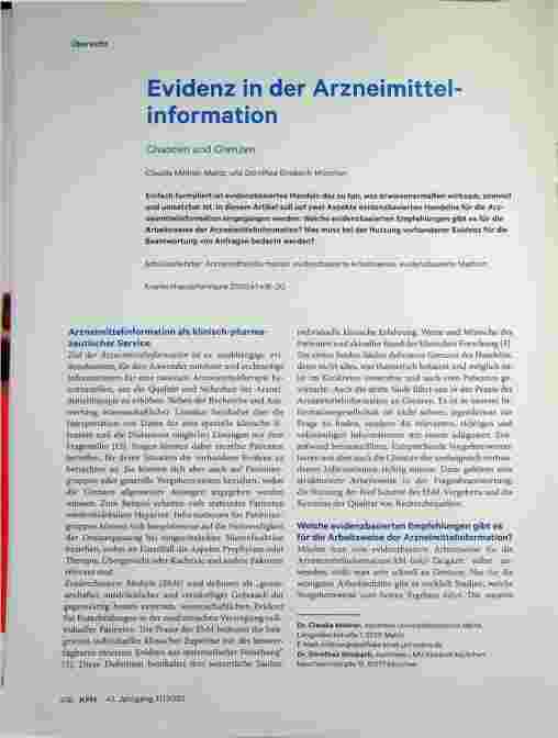 Vorschauseite 1: Evidenz in der Arzneimittelinformation