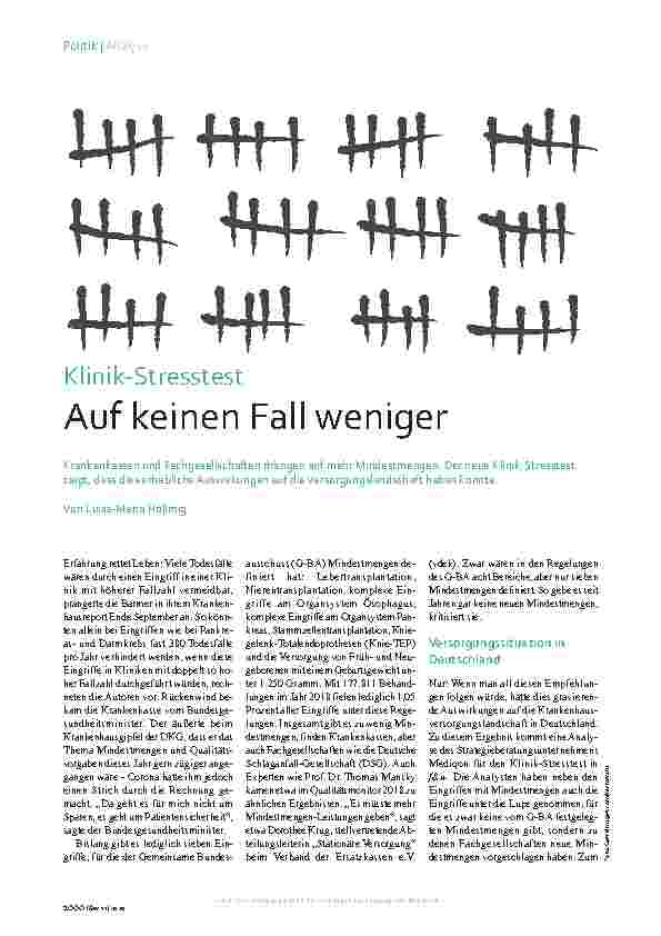 Vorschauseite 1: Klinik-Stresstest. Auf keinen Fall weniger.