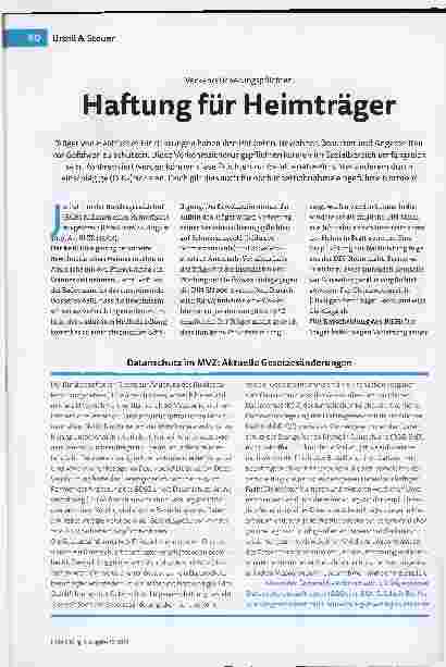 Vorschauseite 1: Haftung für Heimträger