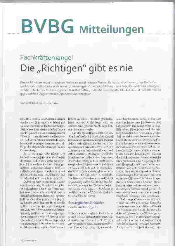 Vorschauseite 1: Fachkräftemangel: Die „Richtigen" gibt es nie