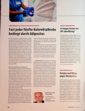 Vorschauseite 1: Fast jeder fünfte Kolorektalkrebs bedingt durch Adipositas