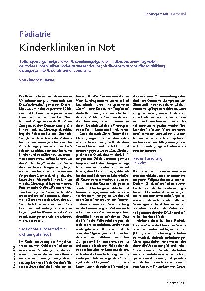 Vorschauseite 2: Pädiatrie Kinderkliniken in Not