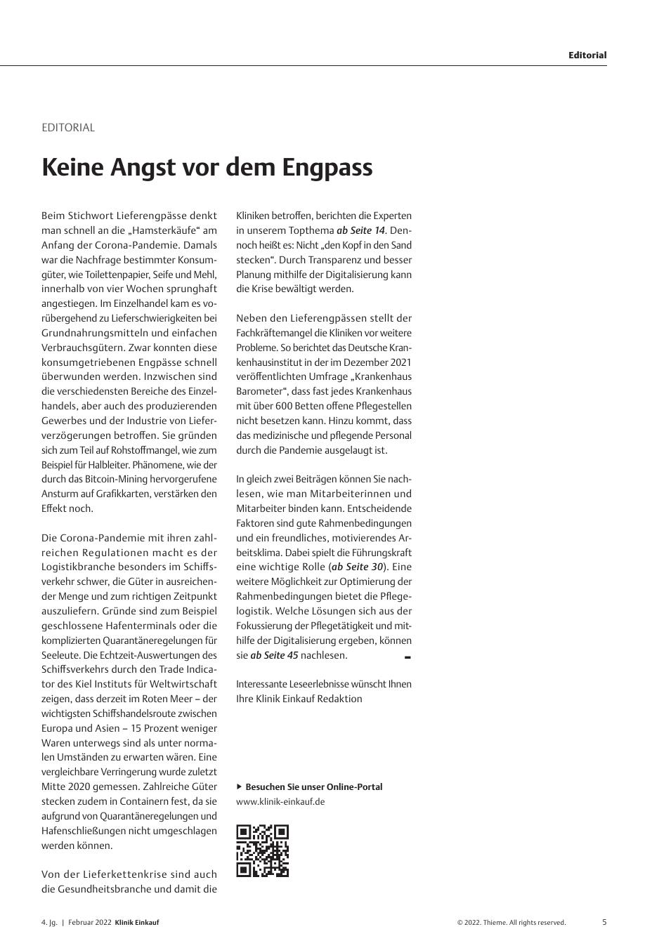 Vorschauseite 1: Keine Angst vor dem Engpass