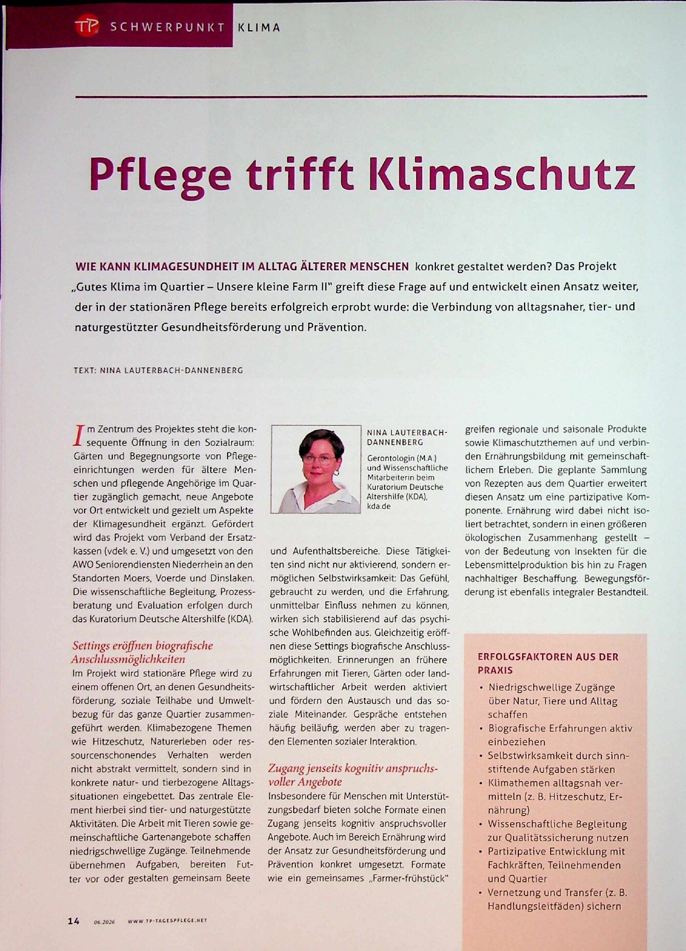 Vorschauseite 1: Pflege trifft Klimaschutz