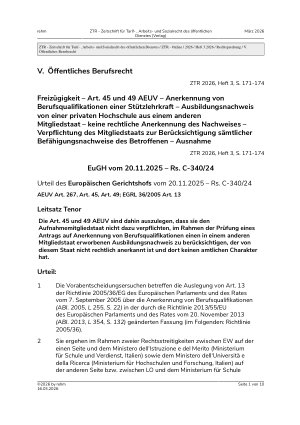 Vorschauseite 1: V. Öffentliches Berufsrecht