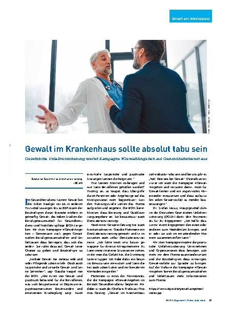 Vorschauseite 1: Gewalt im Krankenhaus sollte absolut tabu sein.