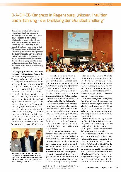 Vorschauseite 1: D-A-CH-EK-Kongress in Regensburg: „Wissen, Intuition und Erfahrung – der Dreiklang der Wundbehandlung“